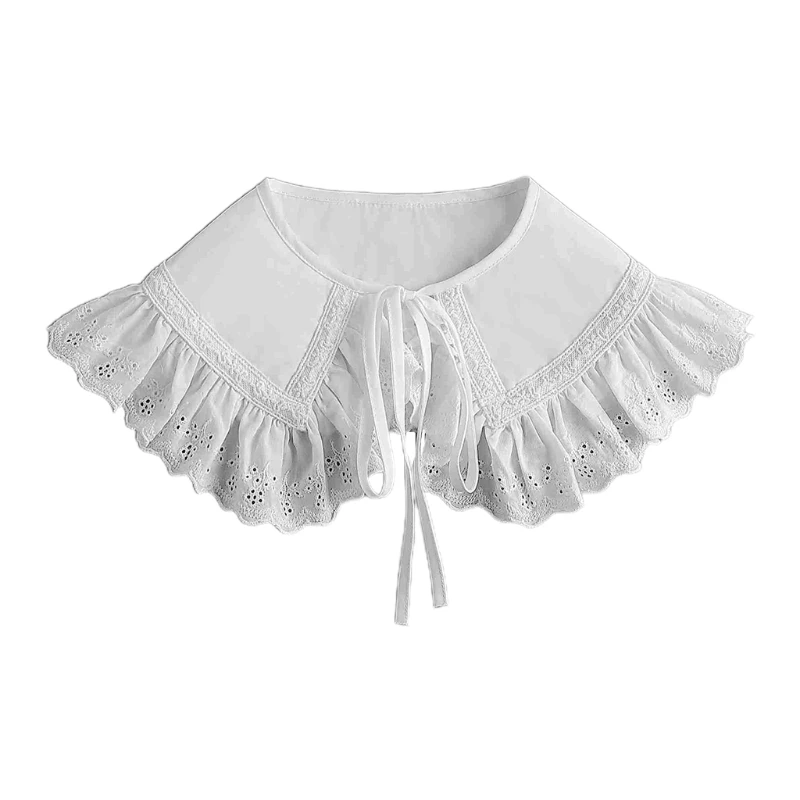 

Royal Women Girls Lace for Doll Faux Collar Shawl Wrap Pleated Necklace Lapel Blouse Hollow Out Embroidery Floral