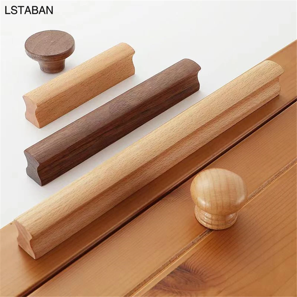 KOVNISE Kastgrepen Massief Houten Grepen Donker Walnoot Originele Houtkleur Eenvoudige Moderne Stijl voor Kast Keukenkast Deur Lade Dressoir Lade (6, 128MM