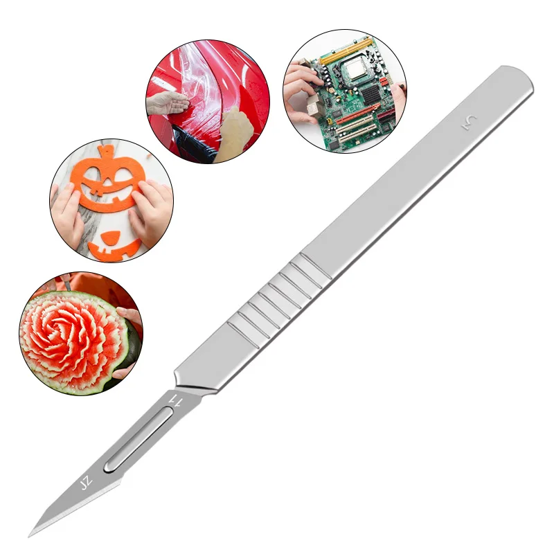 Surgical Blades 10pcs 11# 23# Carbon Steel Surgical Scalpel Blades + 1pc Handle Scalpel DIY Cutting Tool PCB Repair Animal Surgical Knife