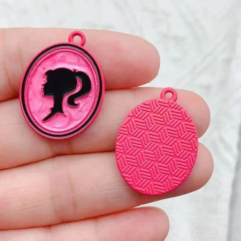 10pcs Pink Barbie Enamel Charms 3
