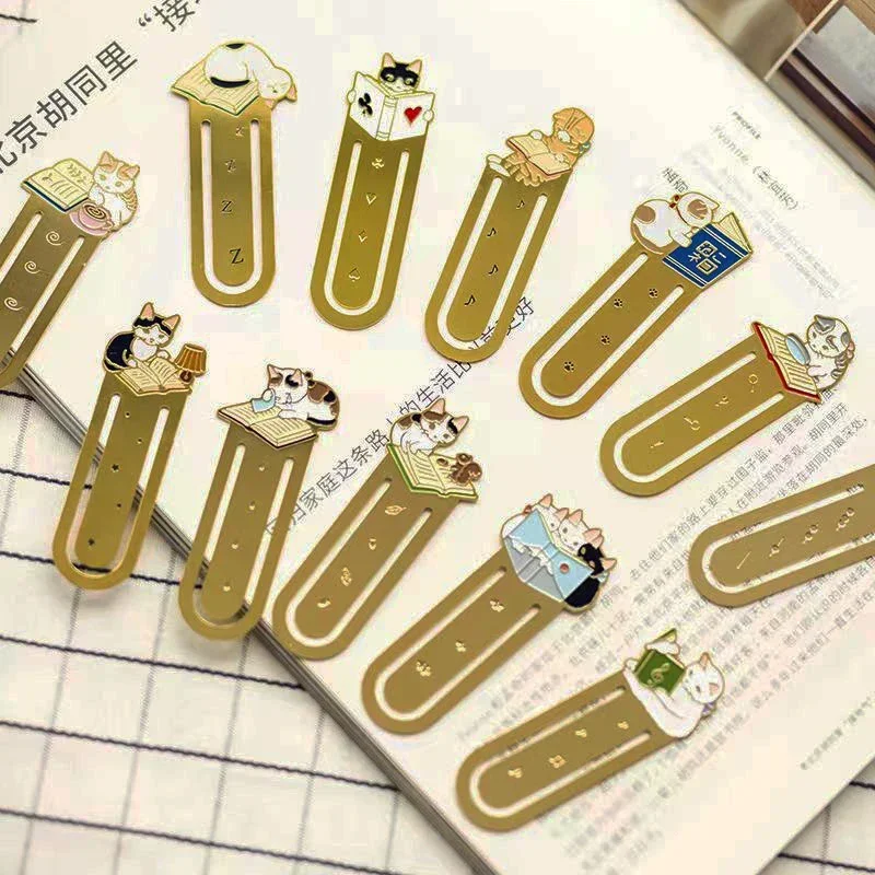 Cartoon Cat Metal Bookmarks Book Clips Kawaii Book Page Holder Korean Stationery Reading Tools School Office Supplies metal bookmark animal bookmark bookmark page holder bookmark holder bookmarks stationery supplies