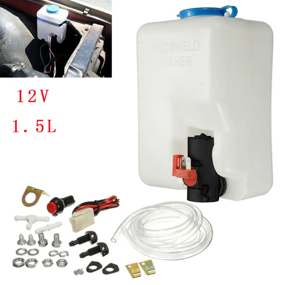 

Windscreen Washer Bottle Kit Universal For Cars SUVs Universal Windshield Wash Bottle 1.5L For 12V Electrical Circuits