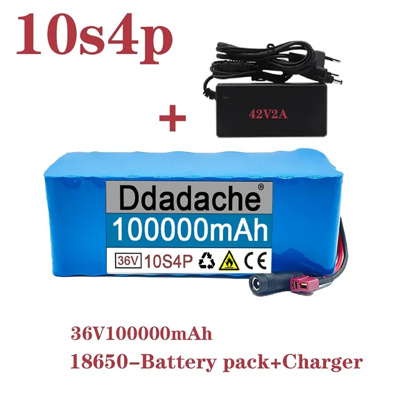 

Rechargeable Batterypack36V 10s4p 100000mAh1000WLarge Capacity 18650LithiumBatteryPackElectricmotorcycle Scooter WithBMST+DCPlug