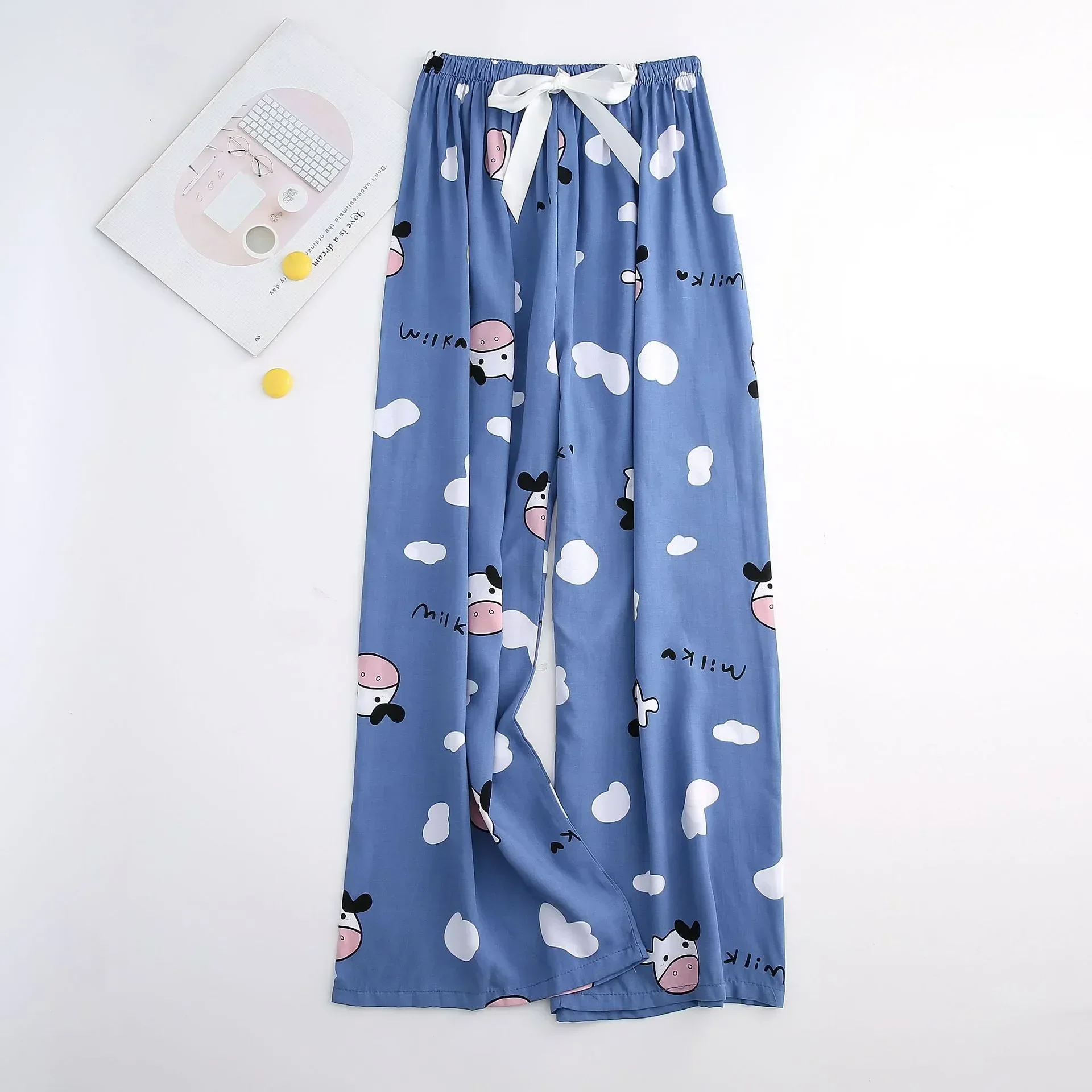 

Trousers Pants Stretch Loose Lounge Drawstring Free Size Home Waist Shorts Summer Floral Casual Women's Pajama Print