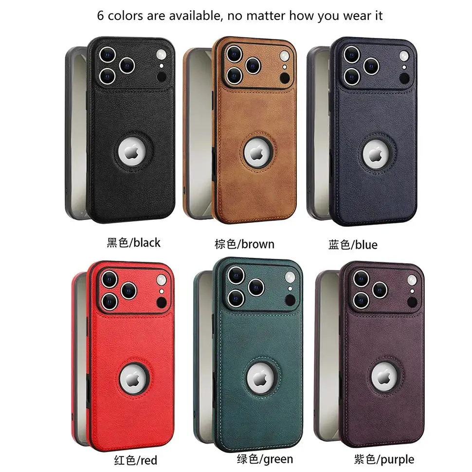 Deluxe Leather Phone Case with Original Logo and Silicone Lens Protection