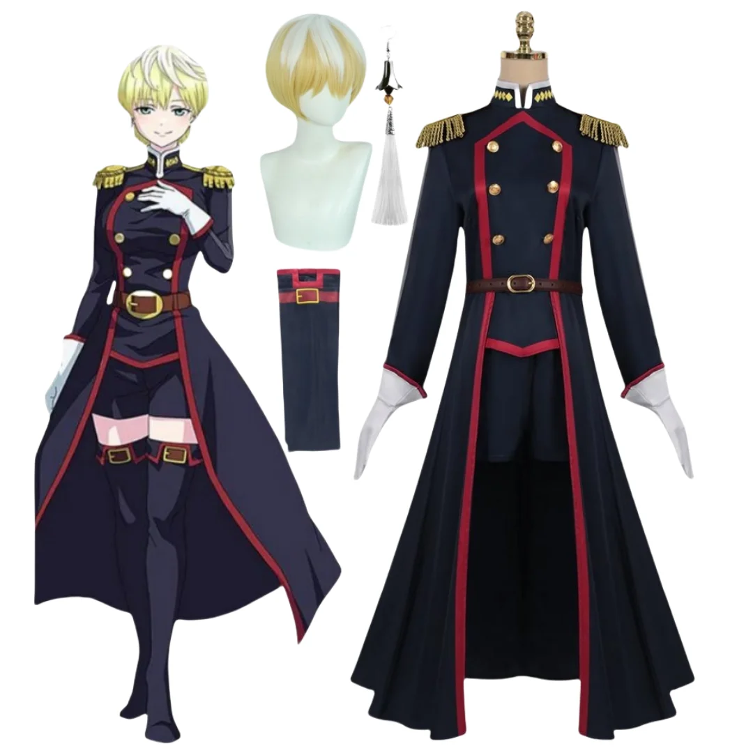 

Chained Soldier Anime Mato Seihei Of Slave Tenka Izumo Group Leader Cosplay Costume Wig Earrings Outfit Combat Clothing