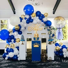 

Blue Balloon Garland Arch Kit Gold Confetti Latex Balloons for Baby Shower Wedding Kids First Birthday Party Backdrop Decoration