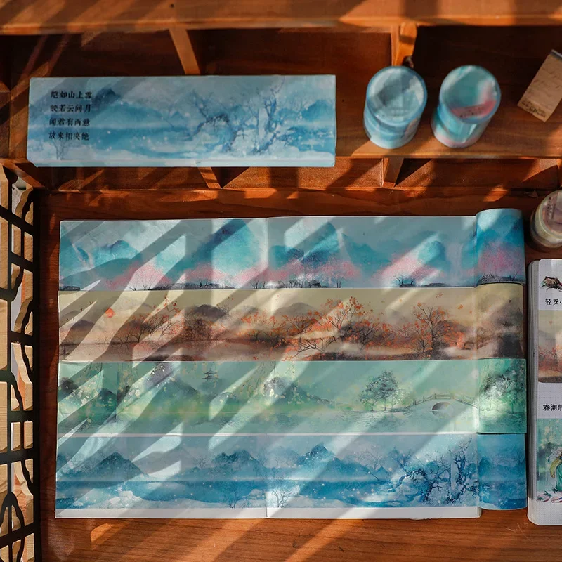 1 Roll Washi Tape China Jiangnan Colorful Ink Painting Series Hand Account Album Diary DIY Decorative Sticker Roll 2