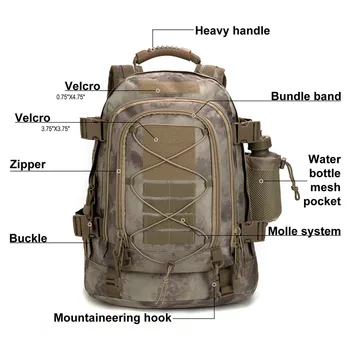 Outdoor 3 Day Expandable Backpack Military Tactical Hiking Bug Out Bag Men Backpacks Large Capacity Military Tactical Hiking 4