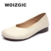 WOIZGIC Women Mother Female Ladies Genuine Leather Shoes Flats Loafers Non Slip On Retro Ballerina National Moccasins Round Toe 1