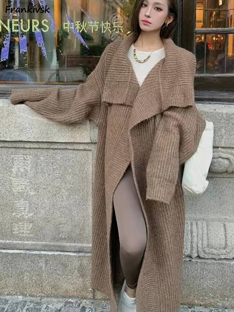 Cardigan Donna Lungo Con Scollo A V - In Maglia Acrilico/Elastan | Elegante E Casual Per Autunno/Inverno - Foto 3