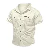 New Mens Military Shirt Men Short Sleeve Cargo Shirts 100% Cotton Casual Solid Shirt Male Pocket Work Shirt Tactical Shirt 4