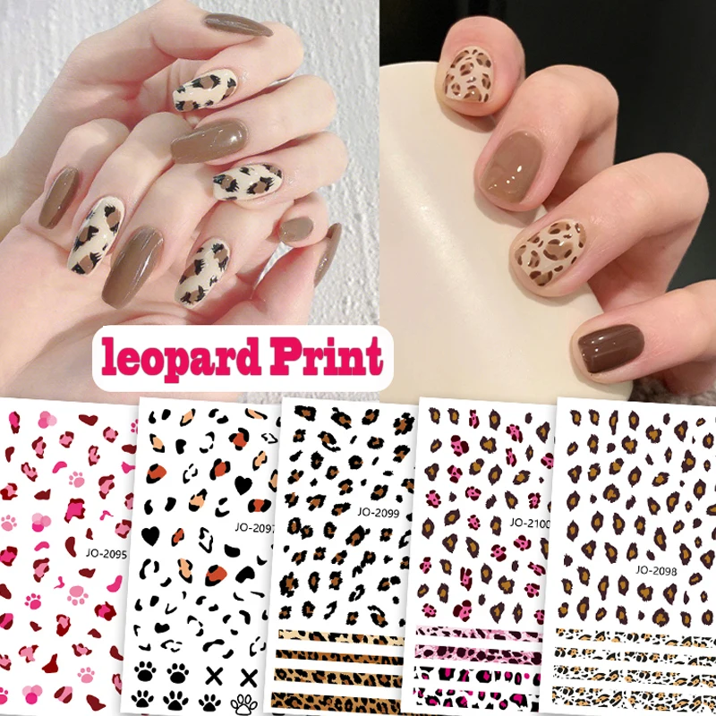 Popular leopard Print 3D Sliders Nail Art Decorations Cute Animal Print Sticker Decal Polish Winter Manicure Decoration 1pcs nail stickers nail art decoration nail decals