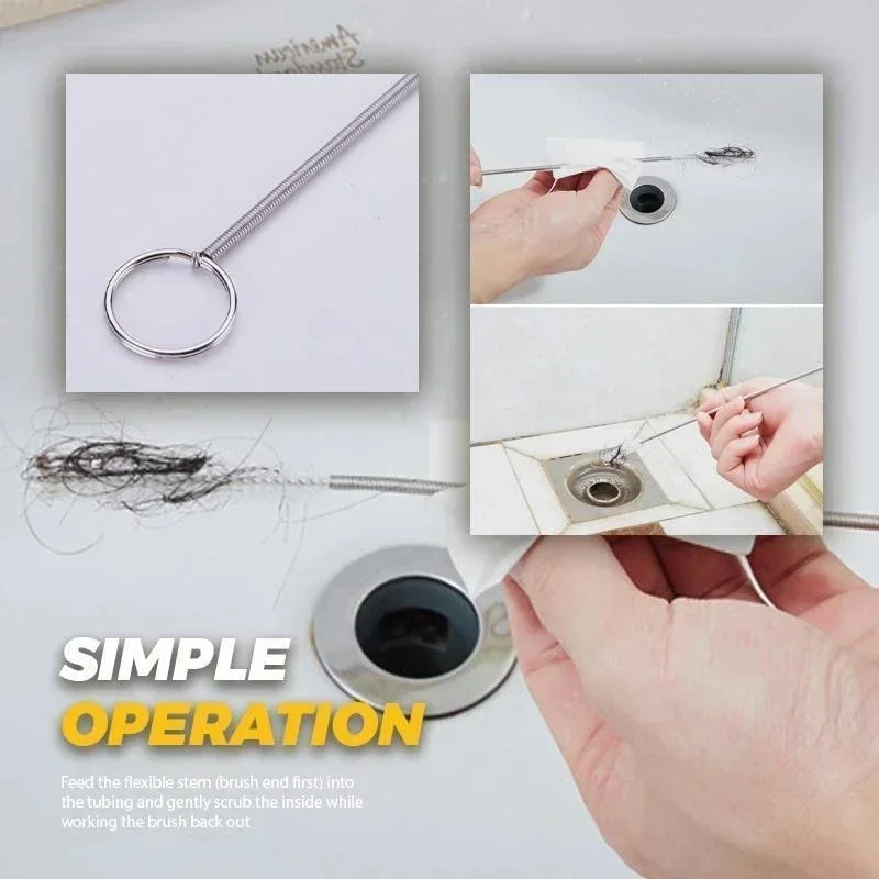 Long Flexible Refrigerator Drain Dredge Stainless Steel Kitchen Drain Tube Pipe Cleaning Brush Fridge Drain Hole Dredge Tool 4