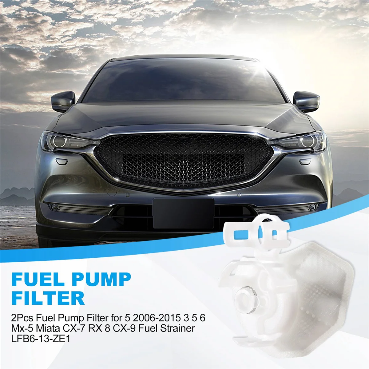 Fuel Filter 2Pcs Fuel Pump Filter for Mazda 5 2006-2015 Mazda 3 5 6 Mx-5 Miata CX-7 RX 8 CX-9