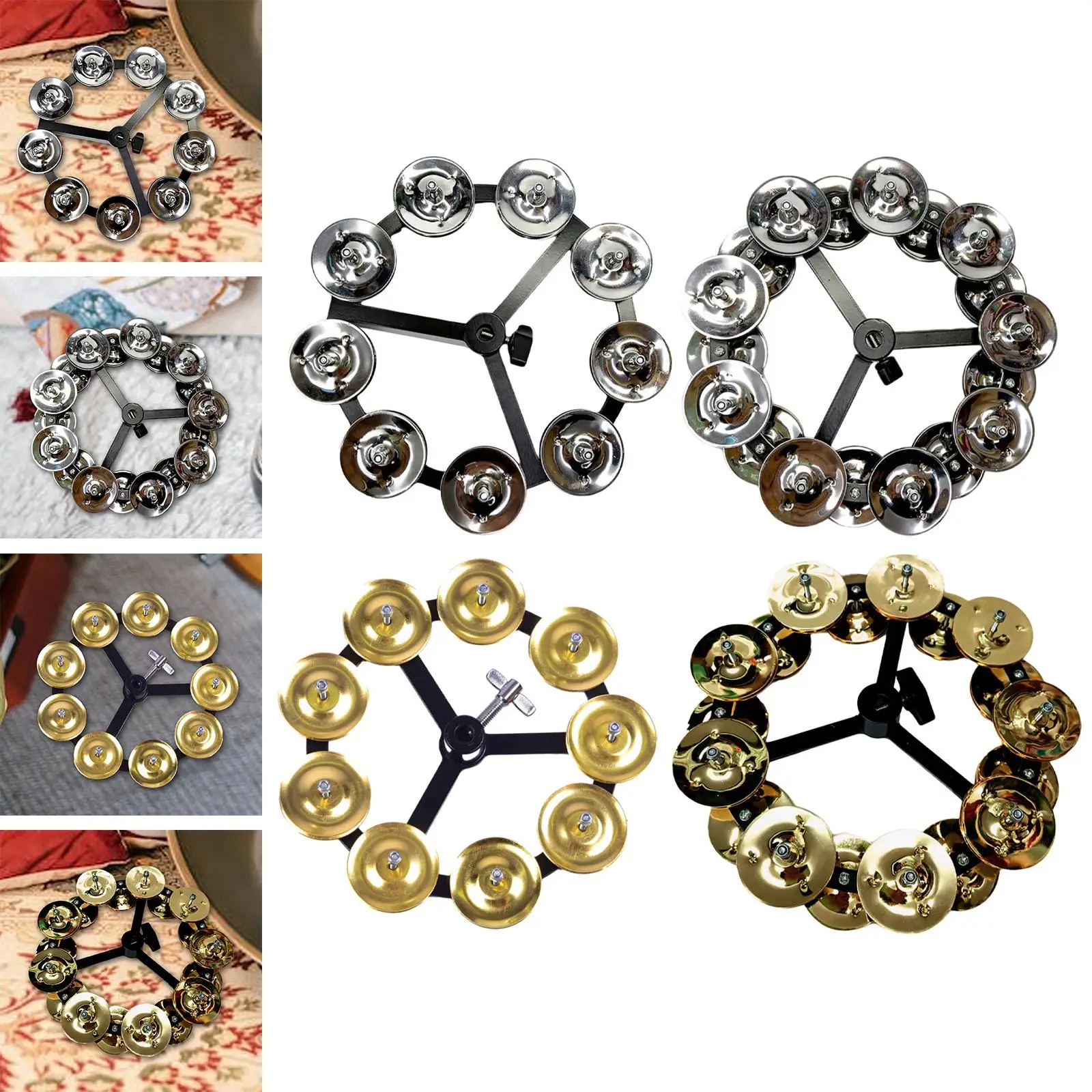 Cymbal Hi Hat Tambourine Music Rhythm Tambourine With Stainless Steel Jingles For Stage Enthusiasts Ensemble Kids Adults KTV