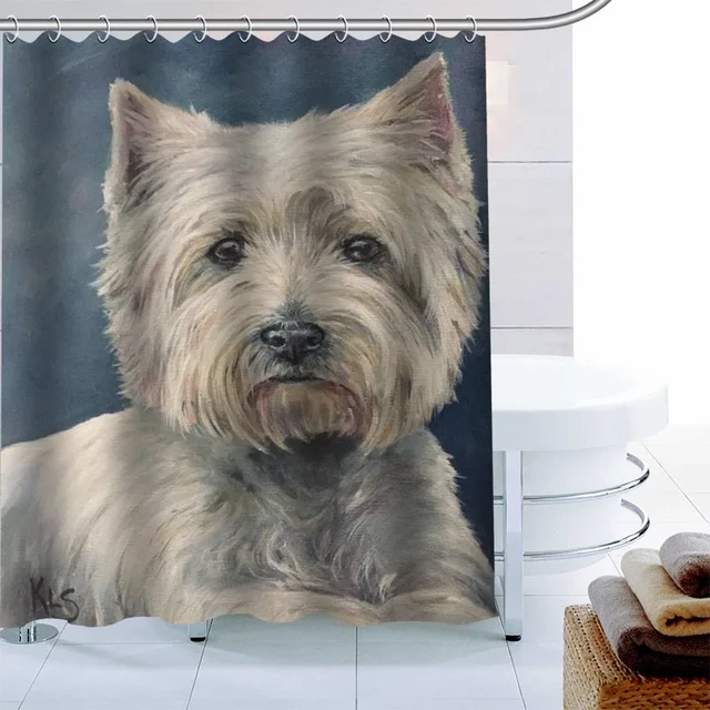 Modern Westie Dog Shower Curtain Palm Decor Waterproof Polyester Fabric  Bath Curtain 180X180cm Eco-friendly Bathroom Curtain - AliExpress