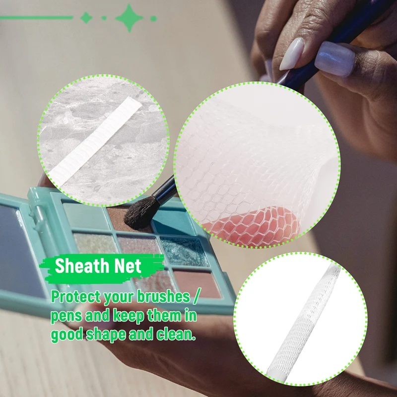 20 PCS Cosmetic Make Up Brushes Guards Mesh Protectors Cover Sheath Net White -AT35