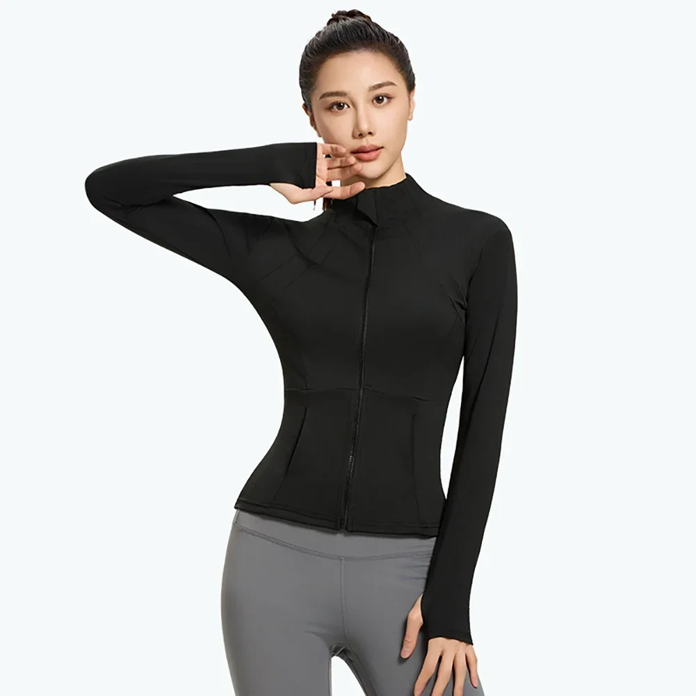 Quick-Dry Breathable Outdoor Zip-Up Stand Collar Running Sportswear Women's High-Elasticity Slim-Fit Yoga Suit
