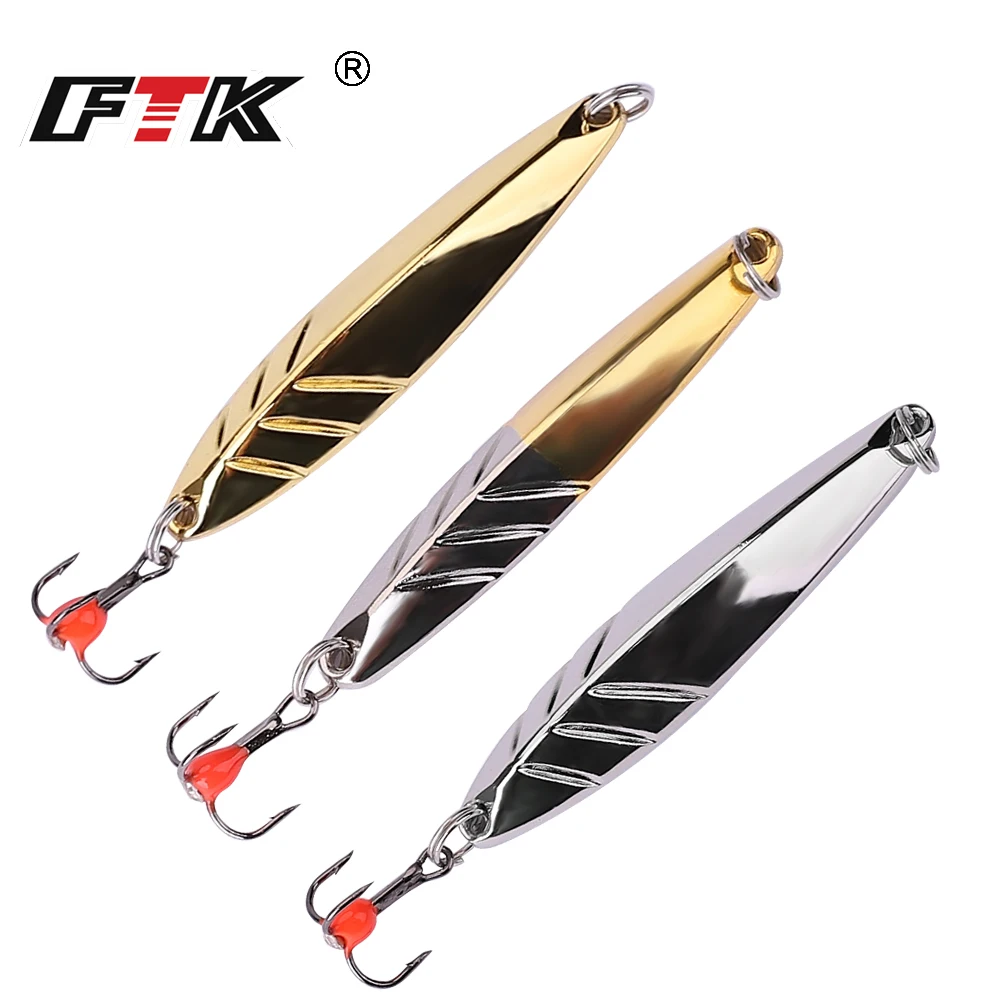 FTKWinterIceFishingLure5g10g15gVerticalJigsMetalSpoonbait