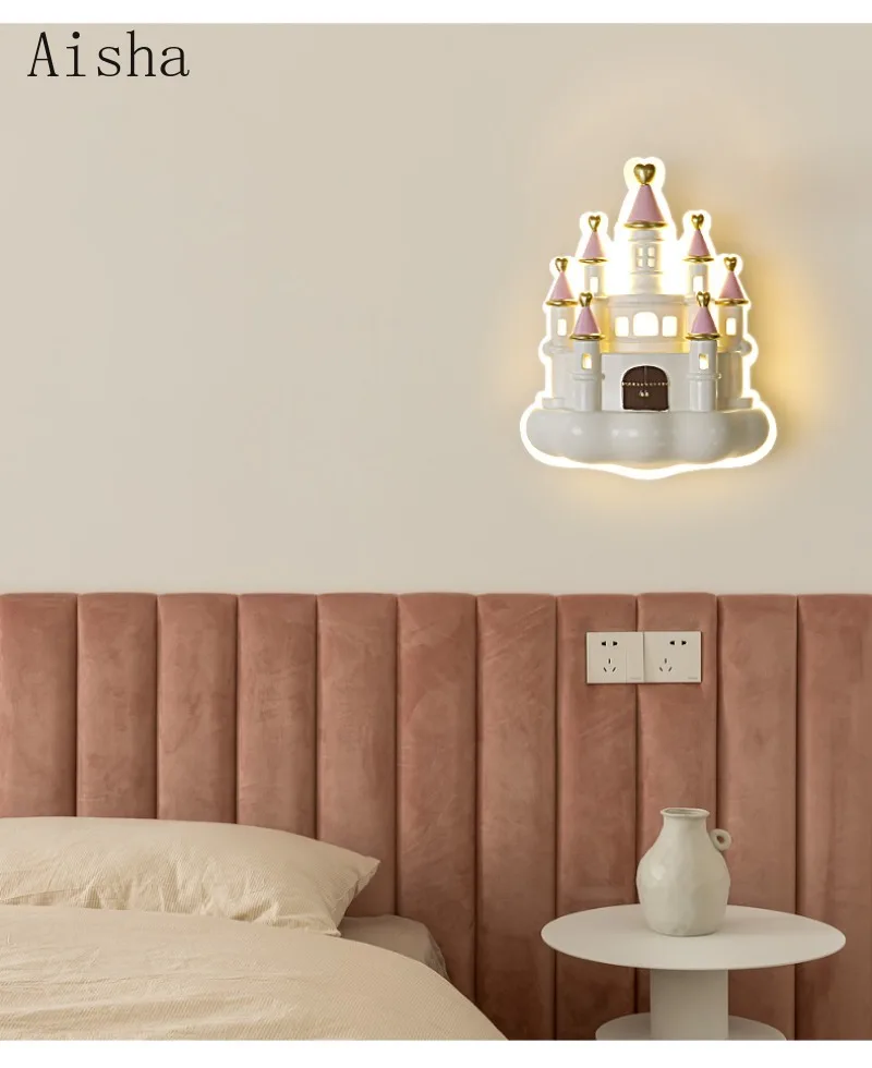 

Прикроватная настенная лампа для детской комнаты, креативные Бра в виде замка принцессы для дома, спальни, кабинета, маленький ночник с защитой глаз