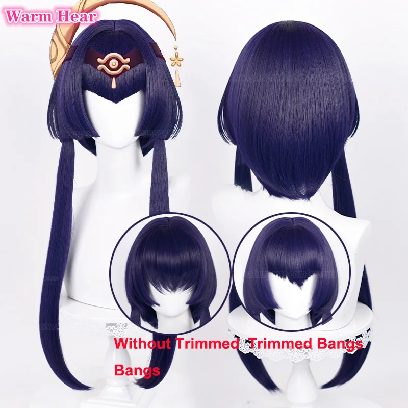 

Game Genshin Impact Candace Cosplay Wig 70cm Long Black Purple With Trimmed Bangs Heat Resistant Synthetic Hair Wigs + Wig Cap