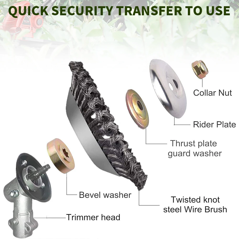 6/8 Inch Grass Trimmer Head Derusting Weeding Wheel with Fixing Kit Rusting Dust Removal Plate Garden Power Tool for Lawn Mover 2