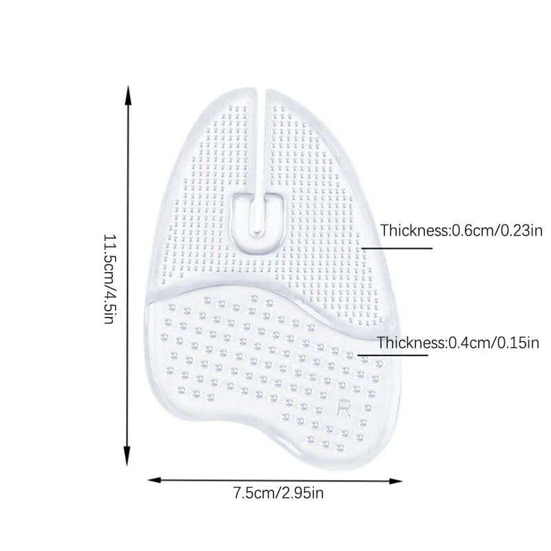 Shoe Insoles Forefoot Pads Toe Pads 1Pair Transparent Anti-slip Flip Flops Sandals Cushions Pad Toe Protectors Forefoot Inserts Shoe Pads Insoles