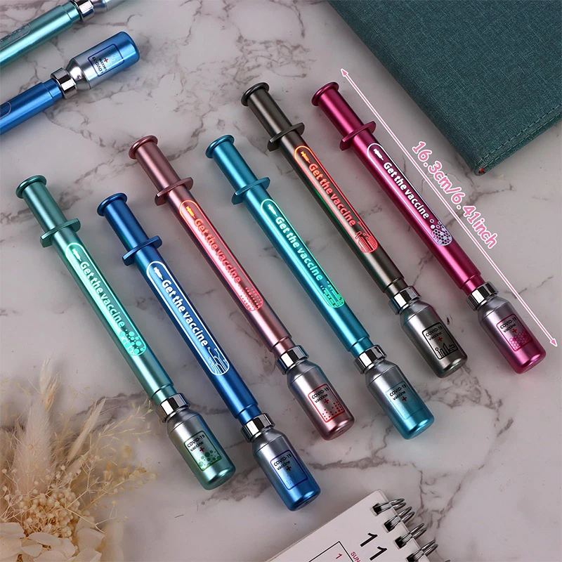 가벼운 시뮬레이션과 6Pcs 활성 예방 접종 펜 중립 발광 주사기 펜 선물용 플라스틱 볼펜