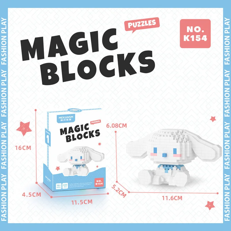 산리오 헬로 키티 마이크로 빌딩 블록, 포차코 시나모롤 쿠로미 조립 3D 모델, 마이 멜로디 미니 브릭, 피규어 장난감