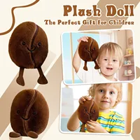 Brown Coffee Bean Simulated Food Plush Doll Pillow with Foot Soft Stuffed Sofa Decorative Cushion for Bedroom