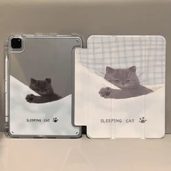 Adorable Kitten Design Pencil Holder Tablet Case for Tab S6 Lite 10.4 inc (STPUSM - TD0302)