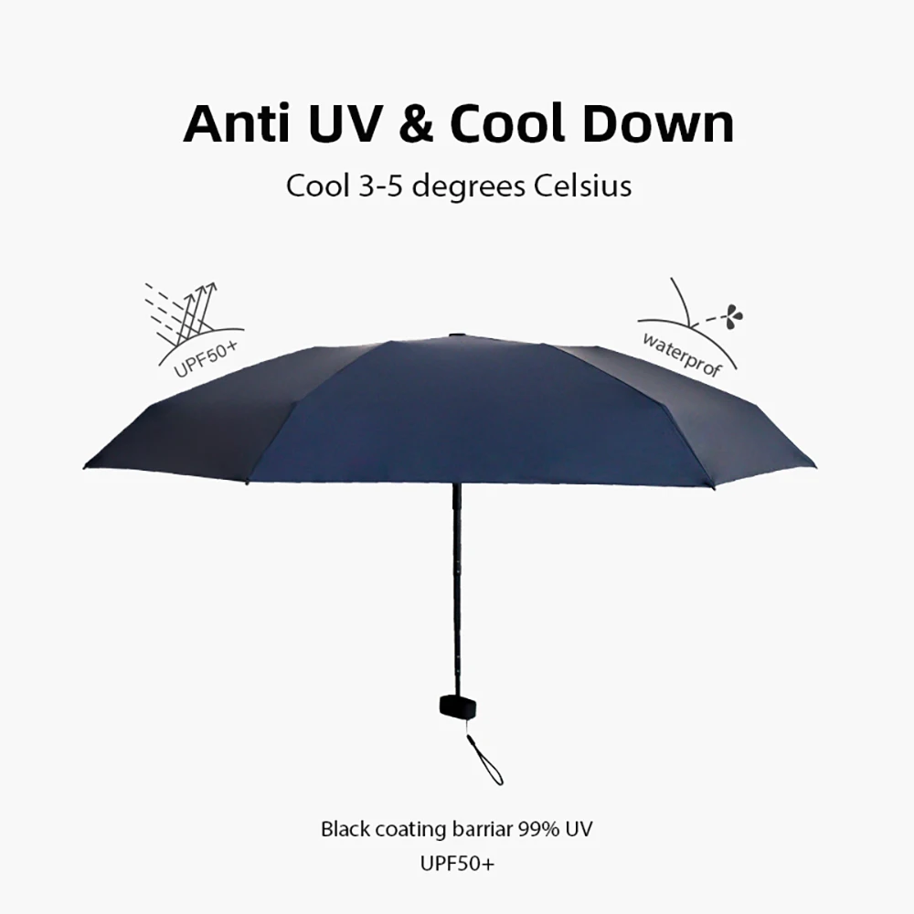 Mini Pocket Umbrella Rain Women Portable Ultralight Flat Clear Umbrella Six Folding Sun Small Men Anti UV Parasol