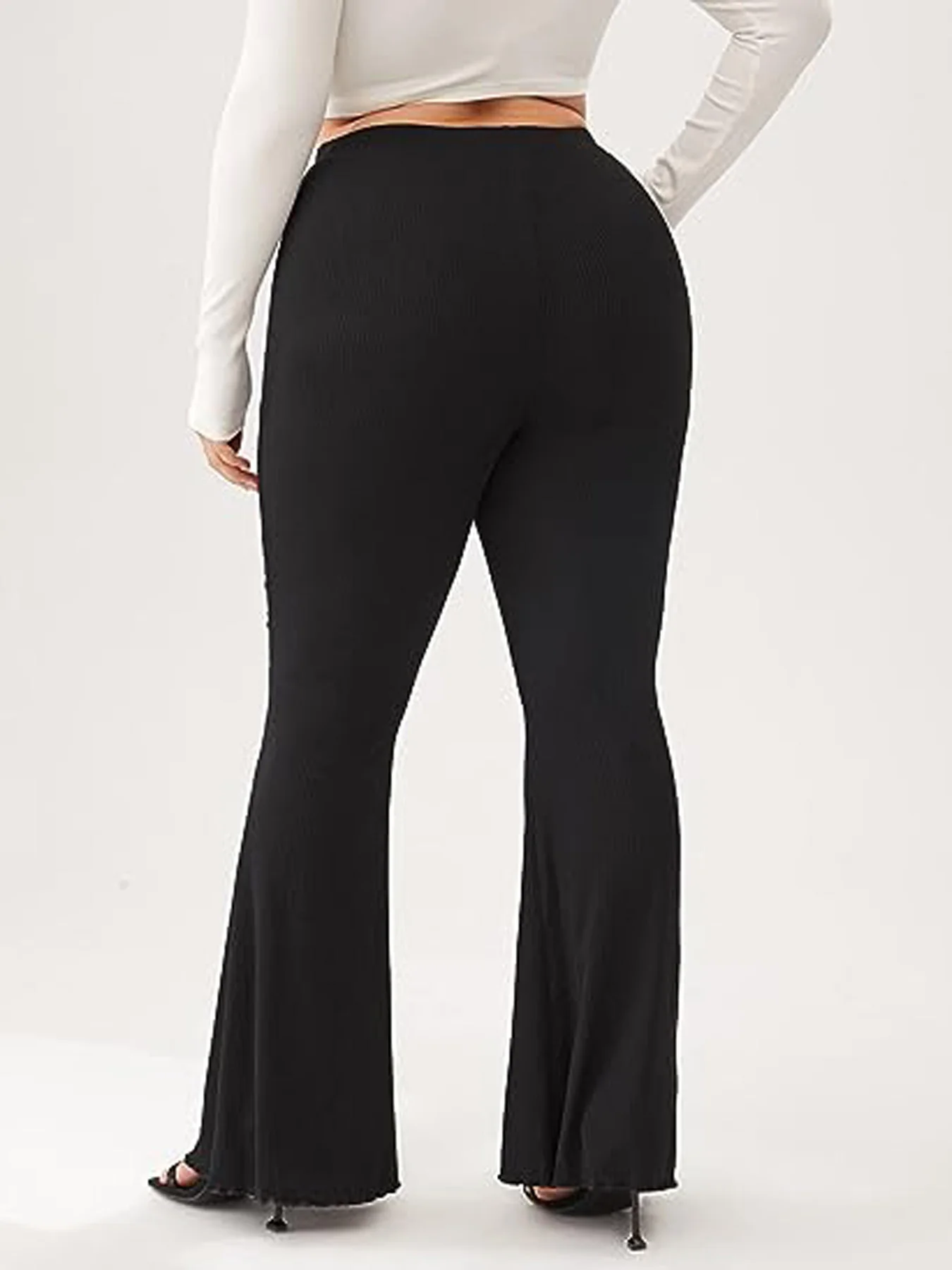 Description Picture 3 of itemSpring and summer new women plus-size business tooling style style draping design solid color bell bottoms and pants