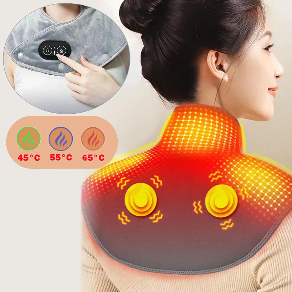 Shoulder Neck Massage Shawl Electric Heat Compress Massager Physiotherapy Blanket Multifunctional Shiatsu Massage Shawl USB Jack