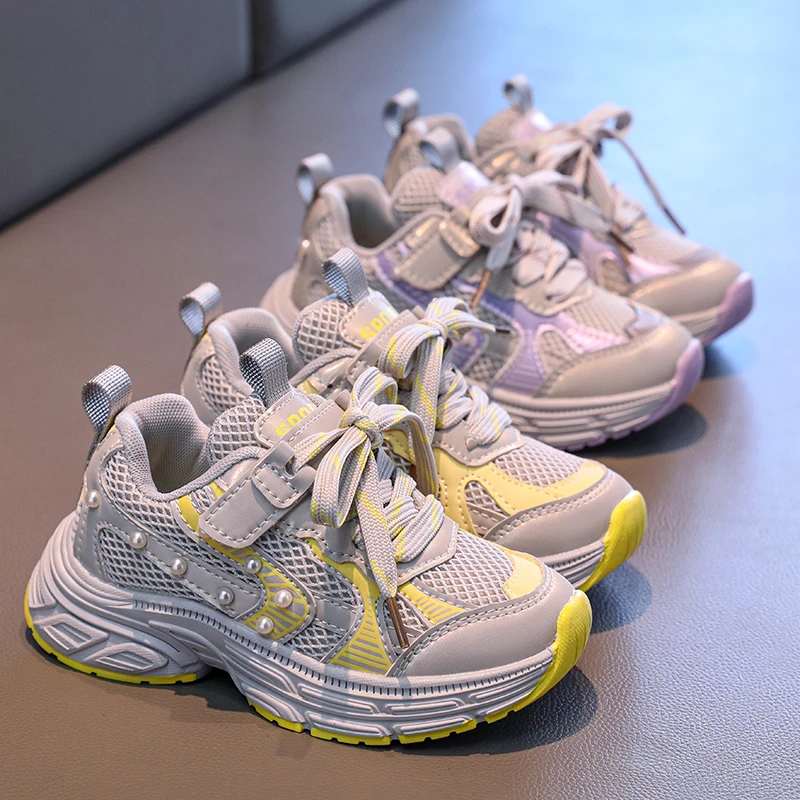 Girls Breathable Mesh Sneakers for School and Sports