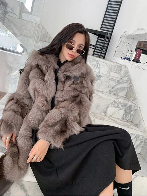 KBAT 2023 Long Sleeve Faux Fox Fur Coat Loose Women Winter Fashion Thick  Warm Fur Coats Outerwear Fake Fur Jacket Women Clothing