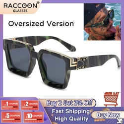 Personalized Luxury Brand Oversized Sunglasses Men Vintage Square Millionaire Sun Glasses Hip Hop Fashion Leopard Print Eyewear