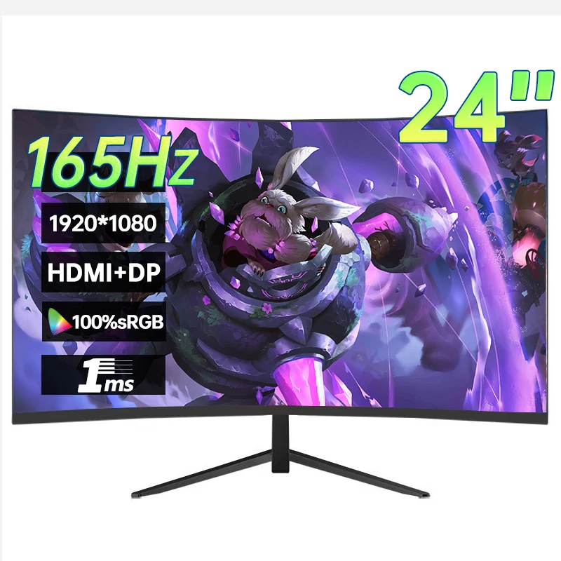 

24 Inch FHD 165Hz Desktop Monitor 1920*1080 100%SRGB 1MS Freesync Gaming Computer Display IPS VA Curved Straight Screen HDMI/DP