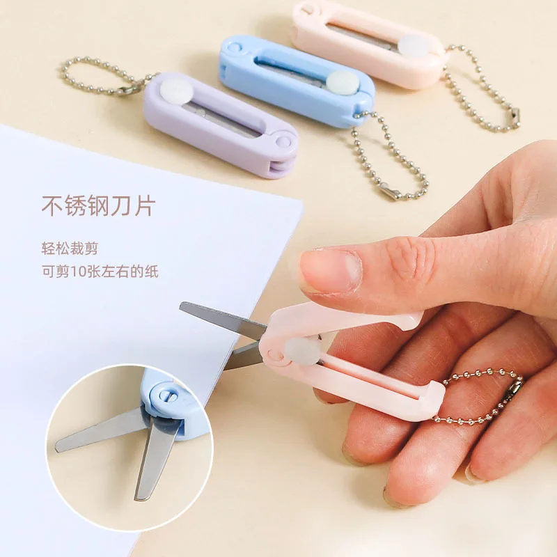 Morandi Portable Mini Folding Scissors Morandi Color Cutter For Paper Art Tool Stationary Scissors Office School Supplies Gift