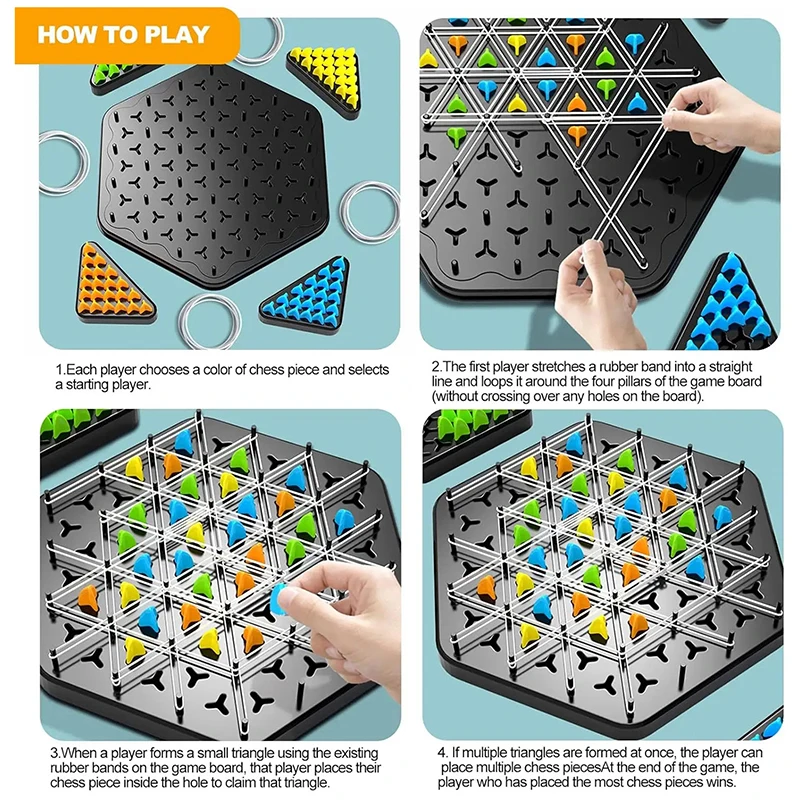 Chain Triggle Chess Game Triggle Rubber Band Game Toy For Kid Interactive Board Game Set For Family Party Gift 5