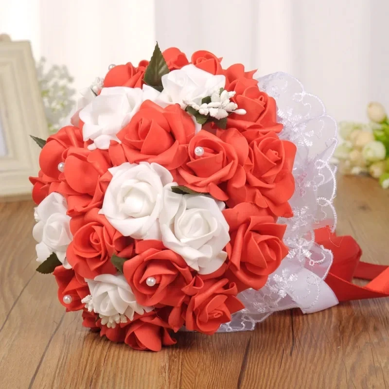 Bridal bouquet Bouquets Bridal Bouquet Silk Flowers Artificial Roses Boutonniere Marriage Bridesmaid Corsage Wedding Accessories