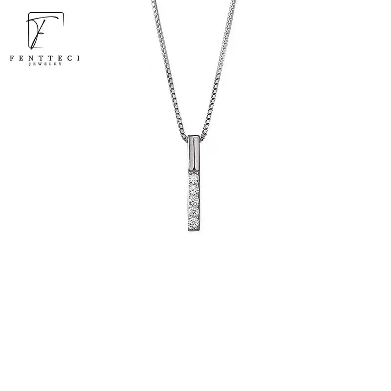 New S925 Sterling Silver Platinum Plated High Carbon Diamond Pendants Necklace for Women Geometric Collarbone Chain Fine Jewelry