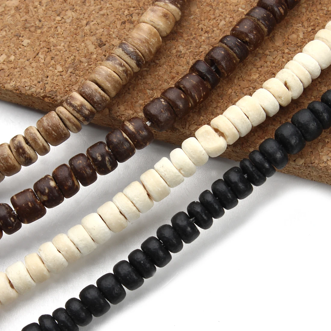 300pcs Natural Wooden Beads Buddhism Bijoux Round Coconut Shell Wood Loose Spacer Beads For DIY Bracelet Craft Jewelry Making