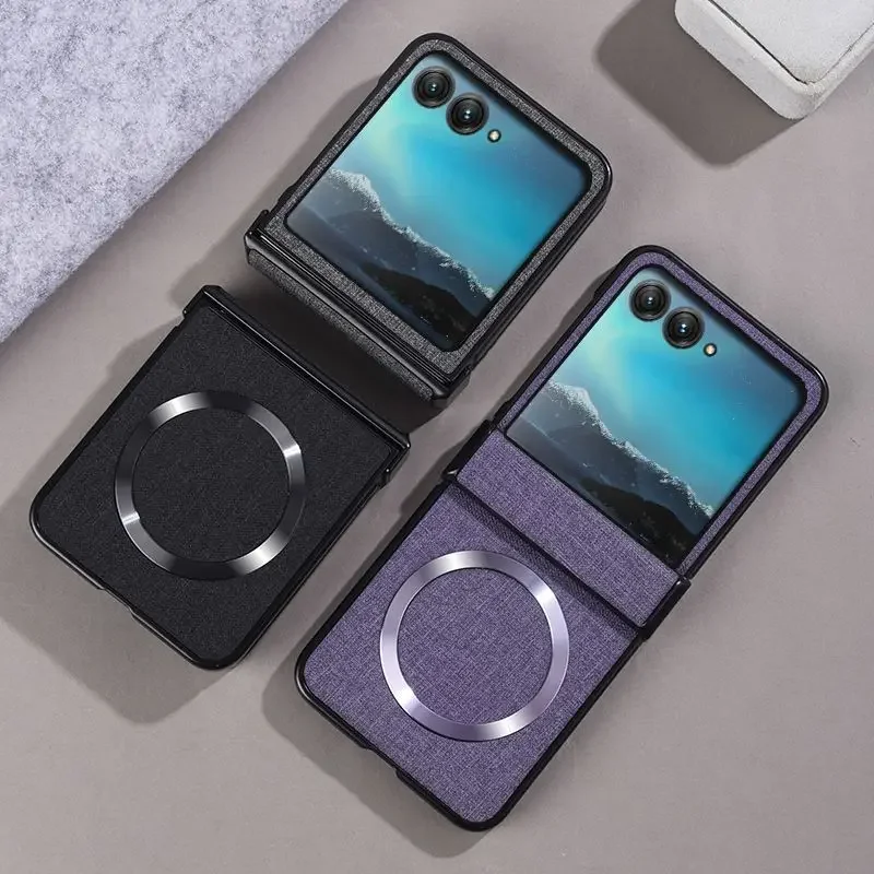 MagSafe Magnetic Wireless Charging Protective Case with Cloth Texture - Shockproof and Hinge Protection
