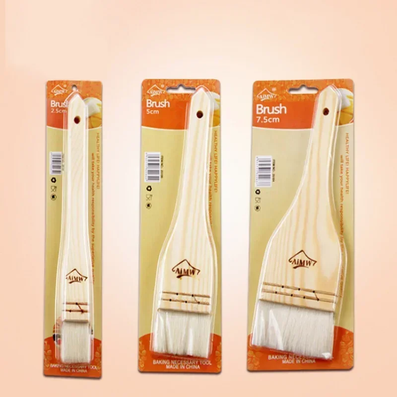Household Mooncake Pastry Brush Wooden Handle Wool Barbecue Brush Oil Baking Accessories Kitchen Cooking Tools