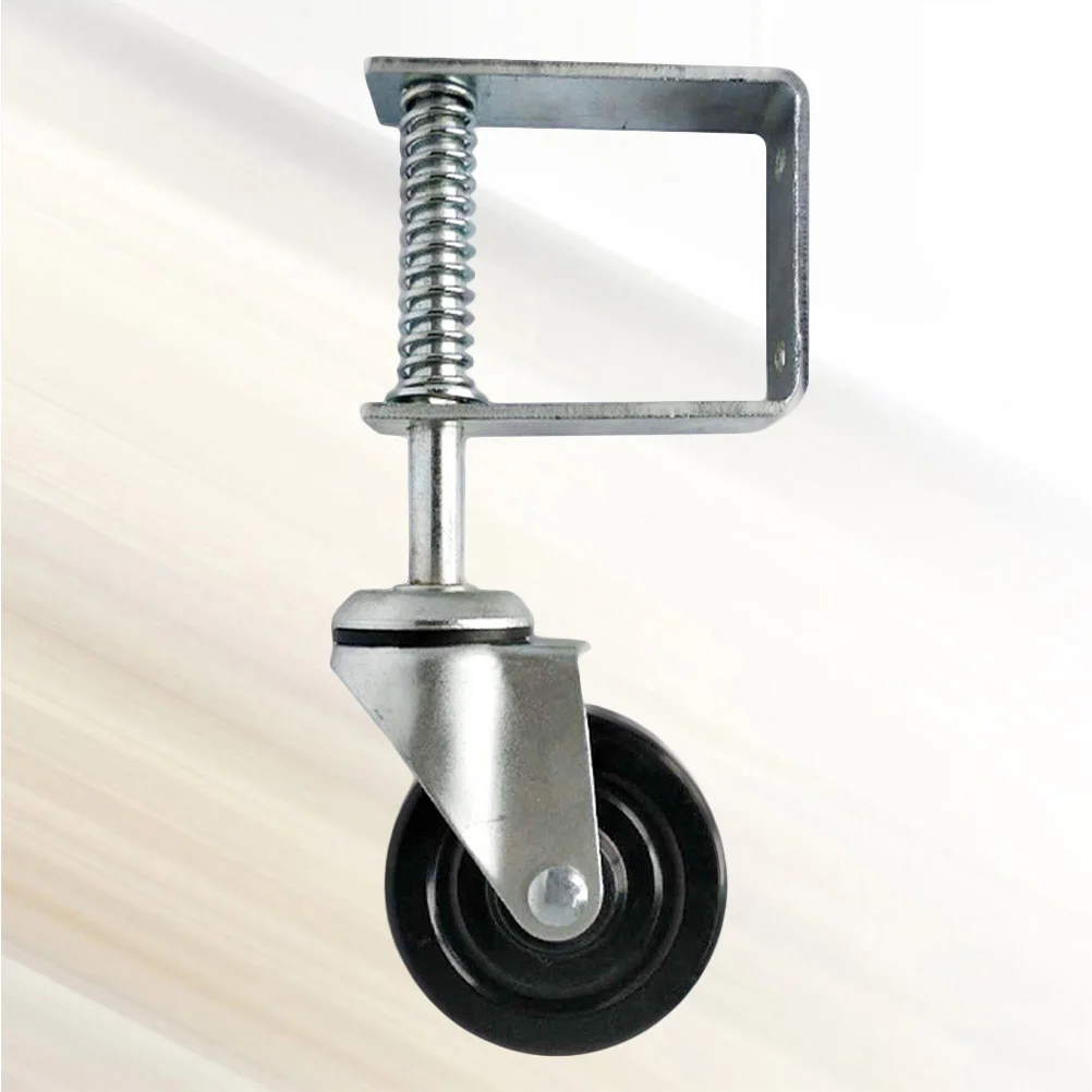 4 Inch Heavy Duty Rubber Mute Spring Loaded Gate Door Wheel Caster Spring Wheel Home Gate Door Roller Slider (Silver) 4