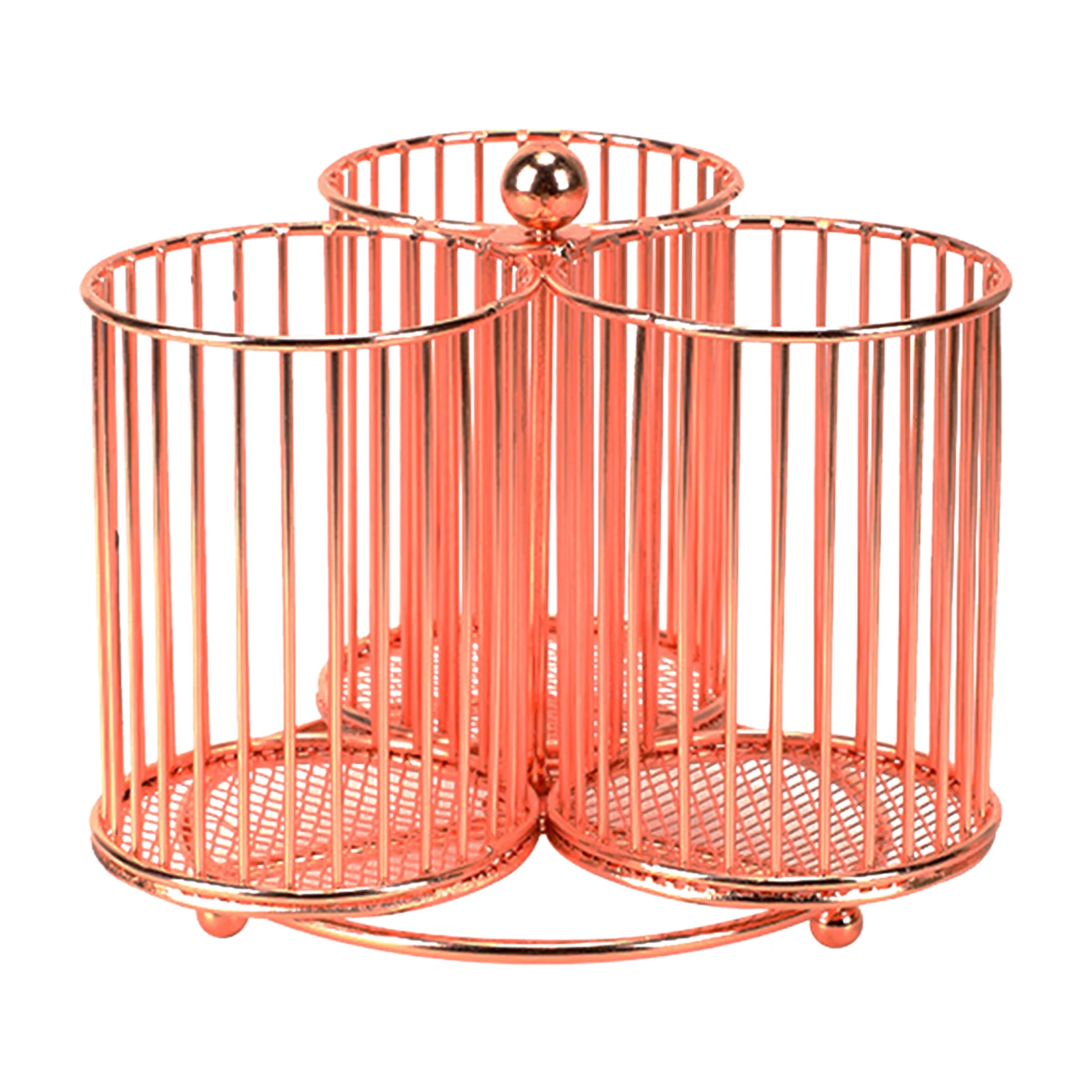 

For Desktop Iron Non Slip Rose Gold Marker Home Office Multifunctional Rotating Organizer Pen Holder Bedroom 3 Compartment