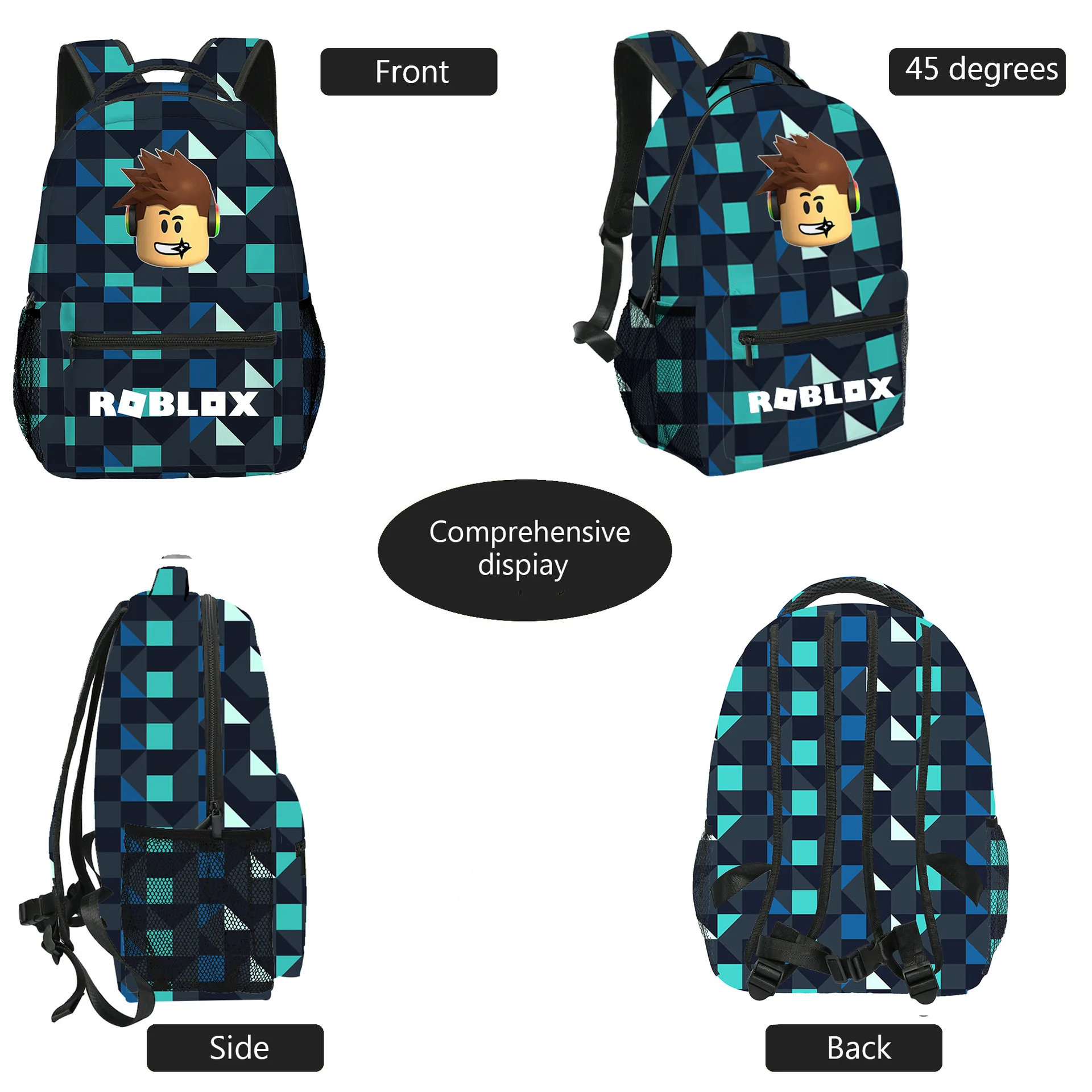 ROBLOX Virtual World Primary and Secondary School Girls Schoolbag Backpack Lunch Bag Double-layer Pencil Case Three-piece Set images - 6