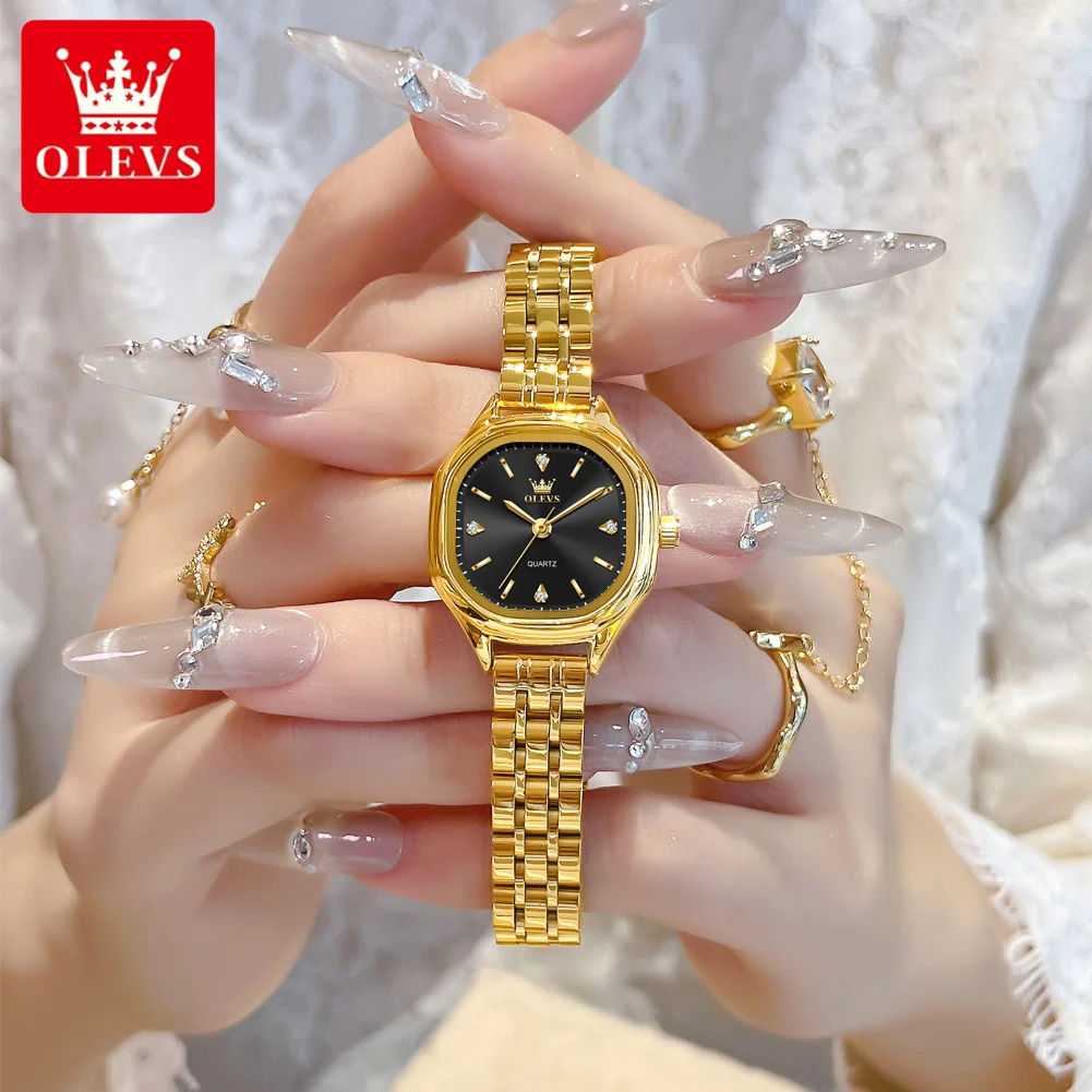 OLEVS 5888 Ladies Watches Gold Original Elegant Fashion Square Quartz Watch Wat…